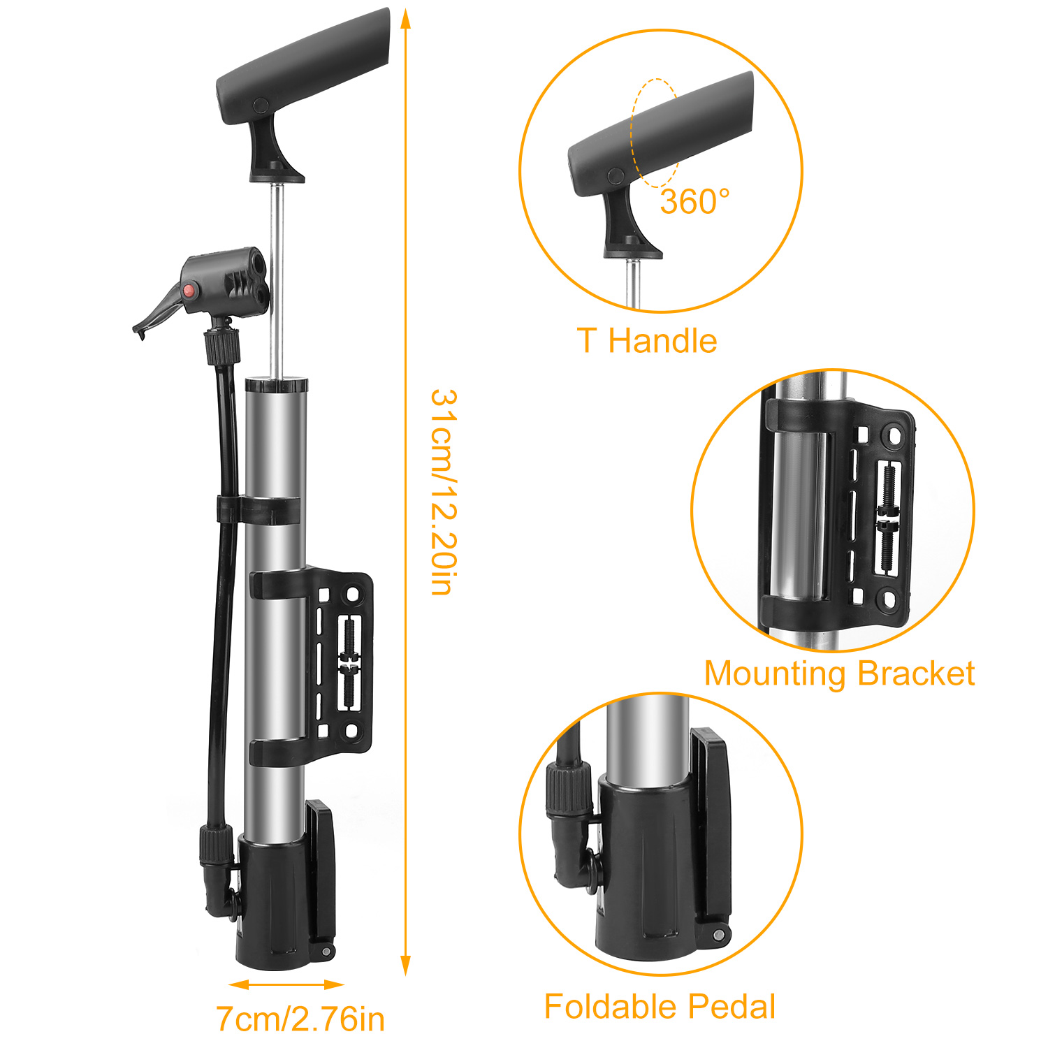 Mini Portable Bike Tire Pump,  - đánh giá và giá Bike Pump Frame Mount